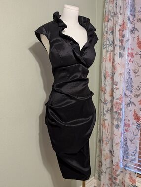 Xscape Joanna Chen Women's Black Bodycon Cocktail Dress 16 Romantic Maximalist